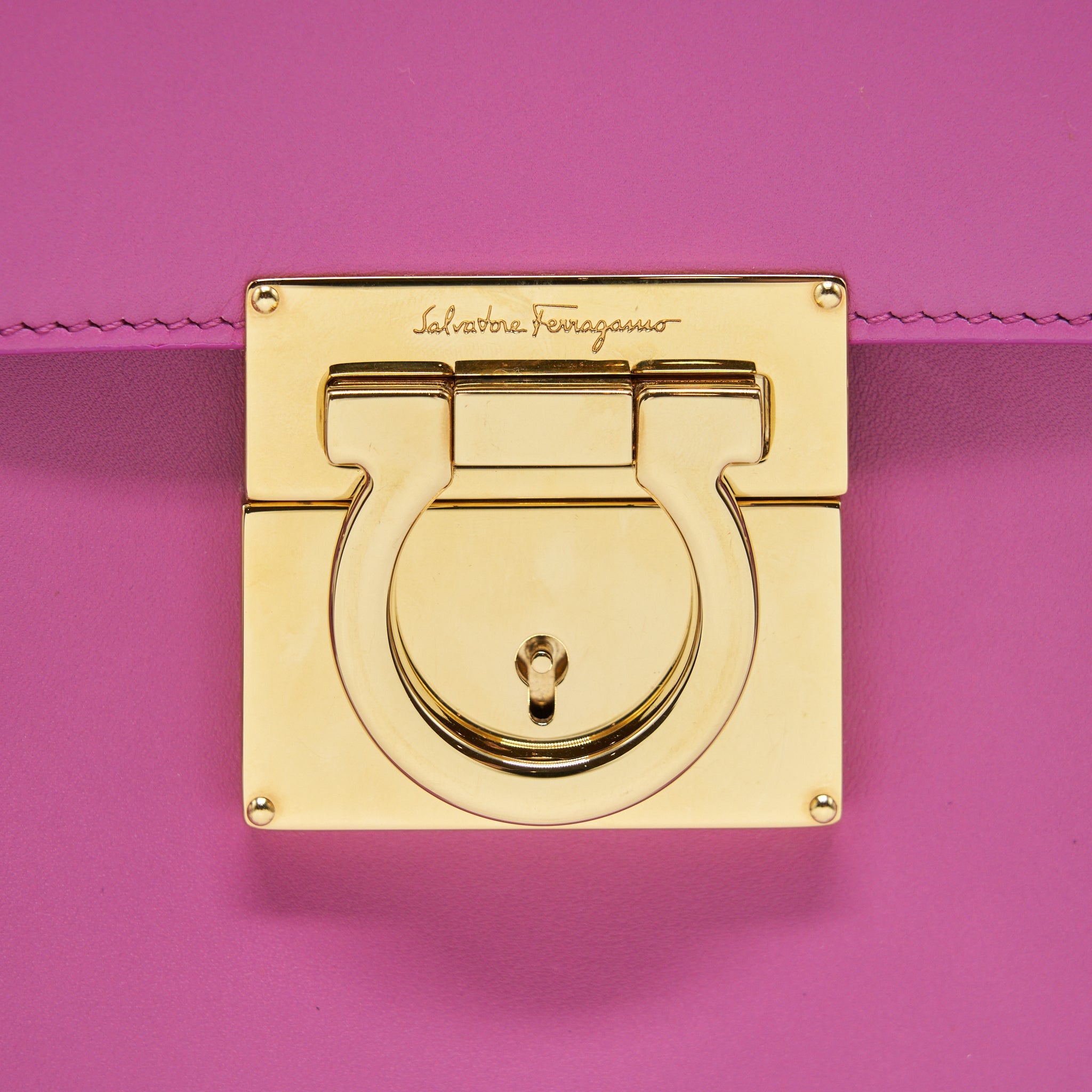 SALVATORE FERRAGAMO SHOULDER BAG TRIFOLIO PINK GHW