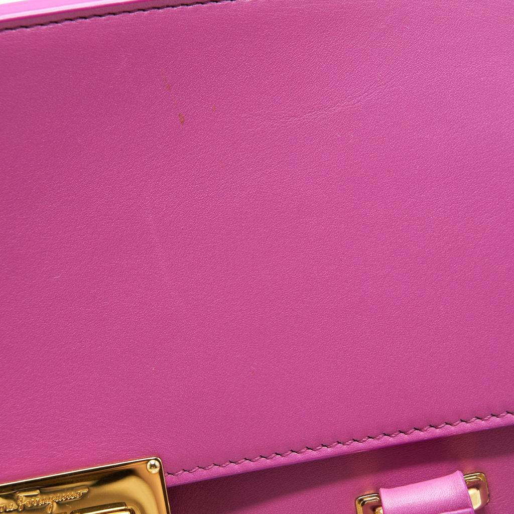 SALVATORE FERRAGAMO SHOULDER BAG TRIFOLIO PINK GHW