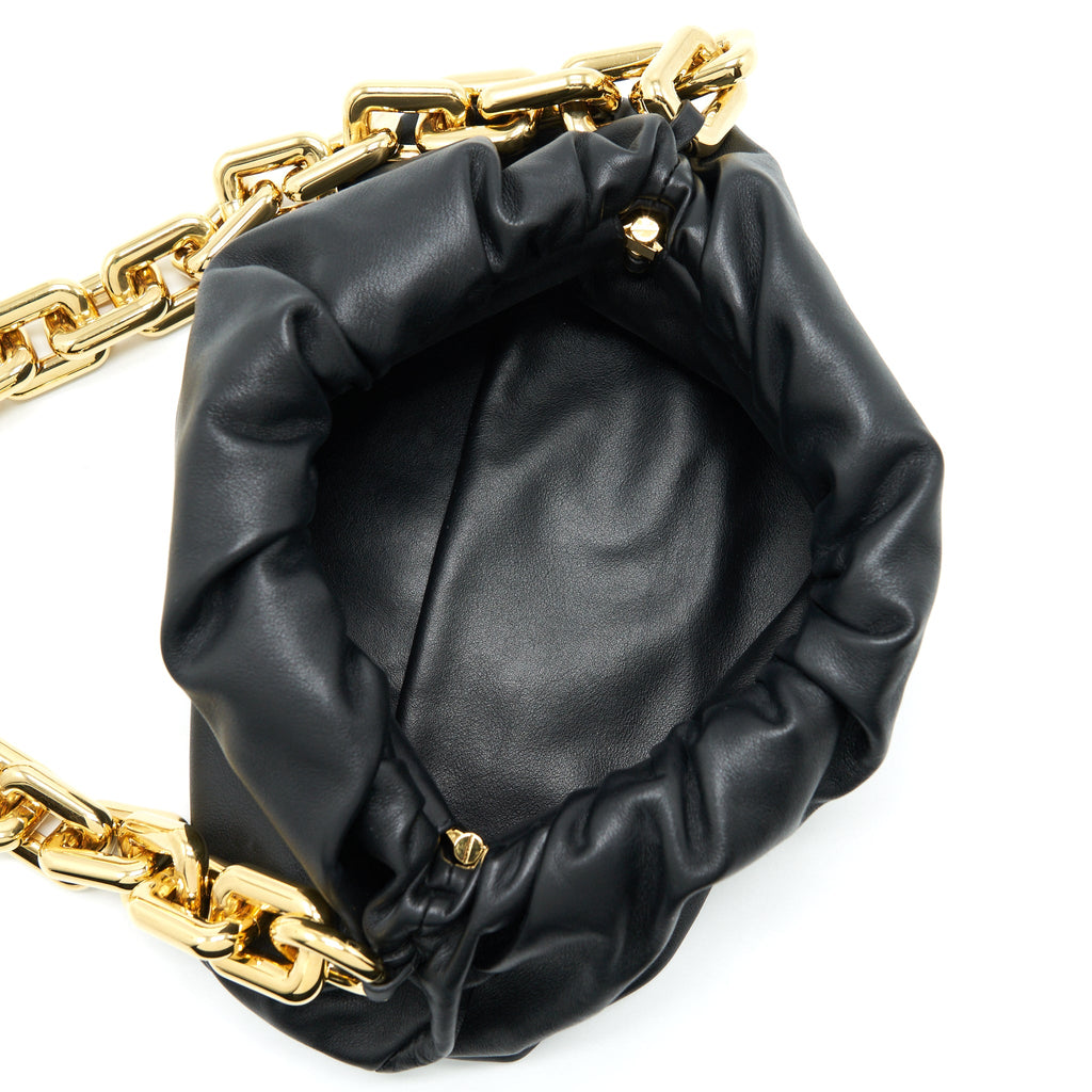 BOTTEGA VENETA CHAIN POUCH CALFSKIN BLACK GHW