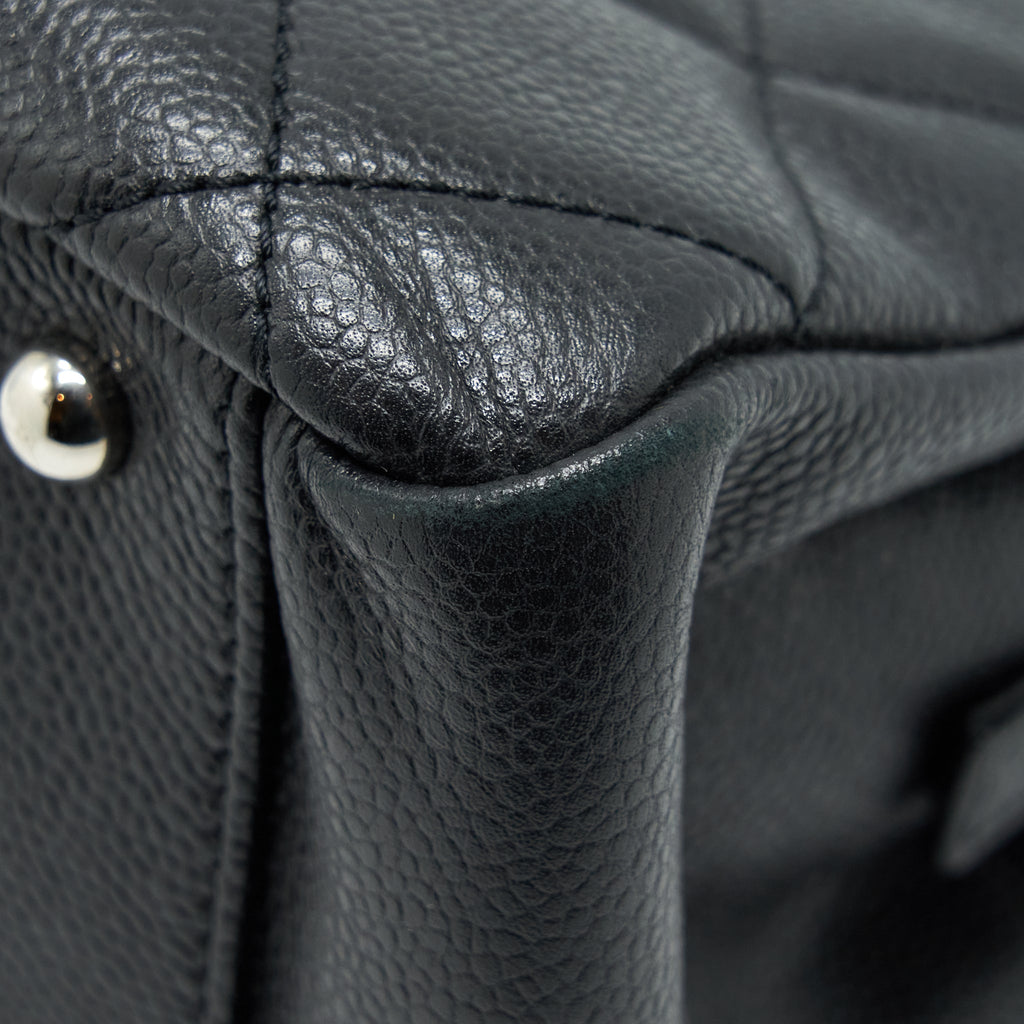 CHANEL CC LOGO TOTE BAG CAVIAR BLACK SHW