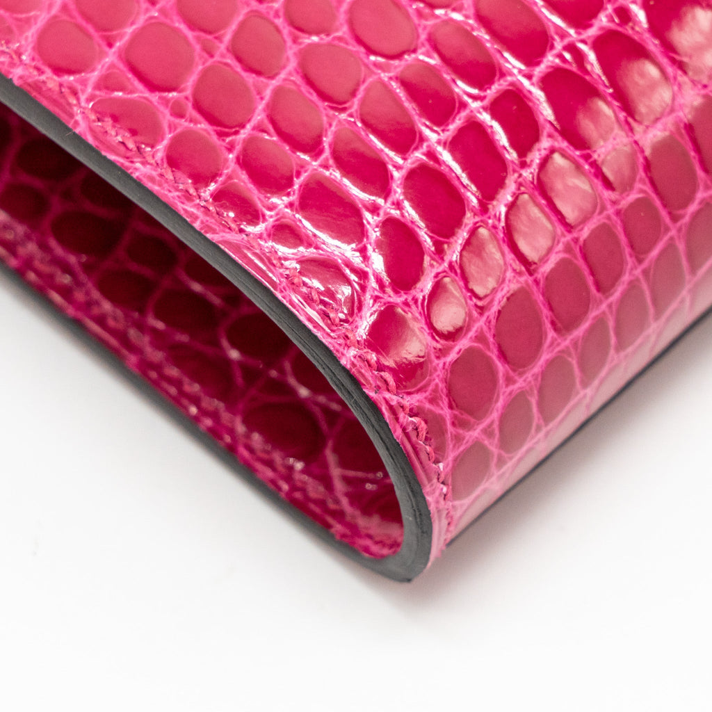 HERMES KELLY TO GO SHINY ALLIGATOR MISSISSIPPIENSIS ROSE MEXICO GHW
