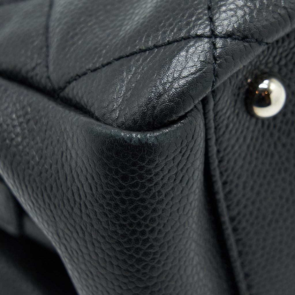CHANEL CC LOGO TOTE BAG CAVIAR BLACK SHW
