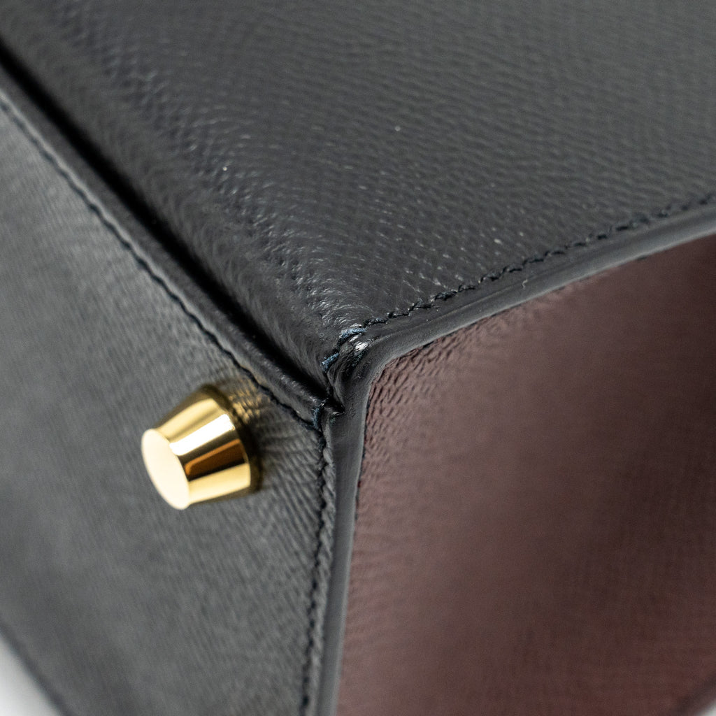 HERMES KELLY 25 SPECIAL ORDER EPSOM BLACK/ROUGH H LGHW