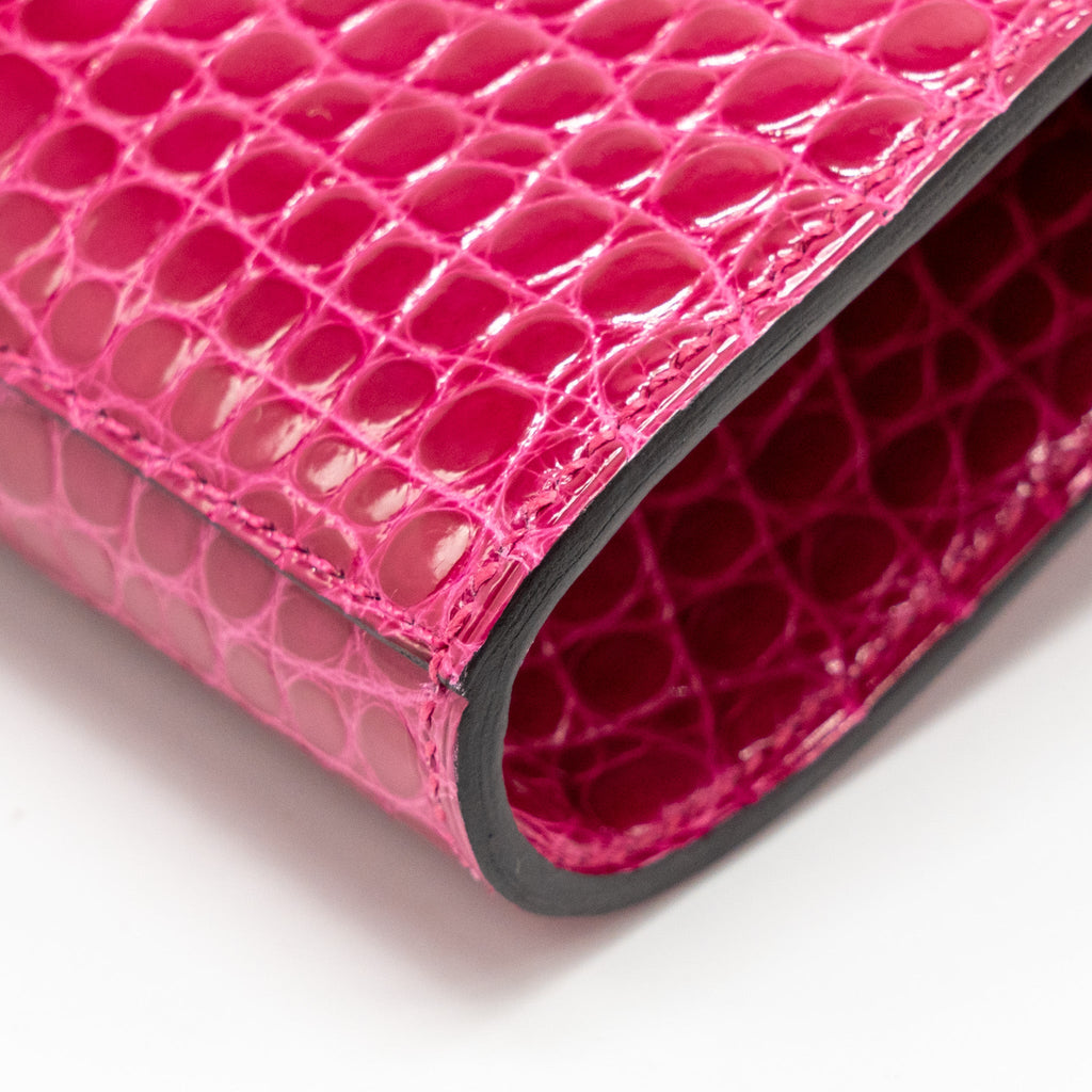 HERMES KELLY TO GO SHINY ALLIGATOR MISSISSIPPIENSIS ROSE MEXICO GHW