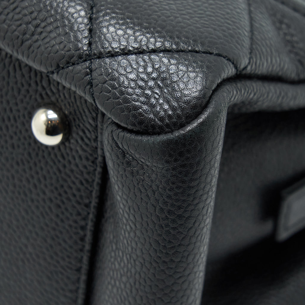 CHANEL CC LOGO TOTE BAG CAVIAR BLACK SHW