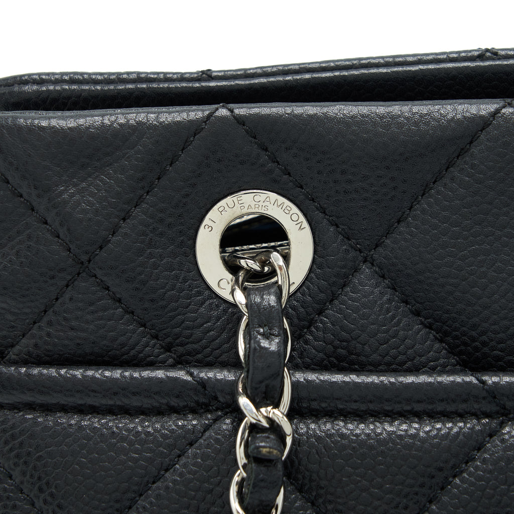 CHANEL CC LOGO TOTE BAG CAVIAR BLACK SHW