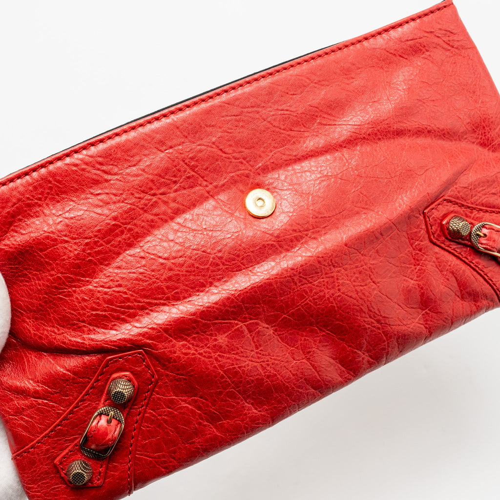 BALENCIAGA CITY FOLD CLUTCH LEATHER RED GHW
