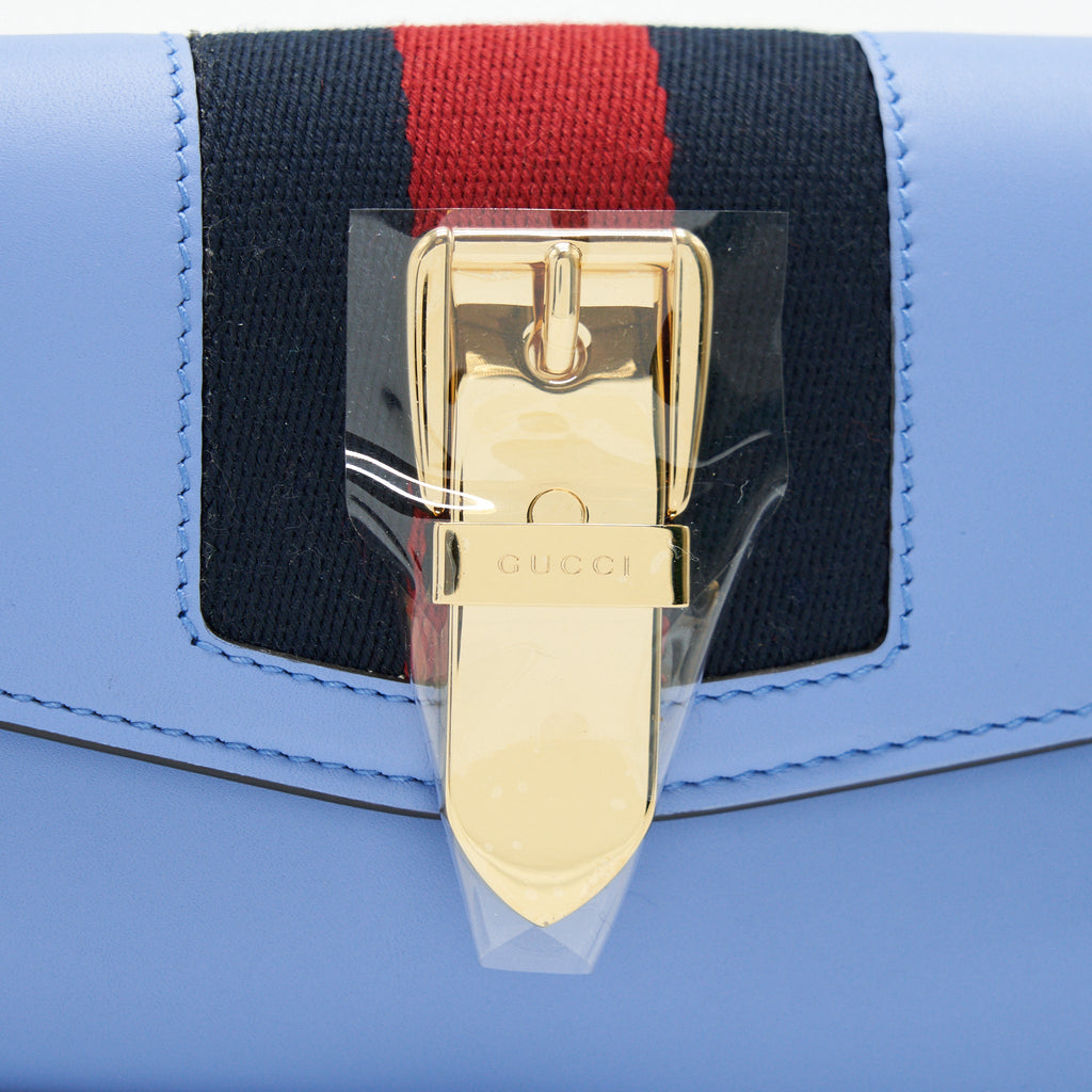 GUCCI SYLVIE LEATHER CONTINENTAL LONG WALLET IN BLUE