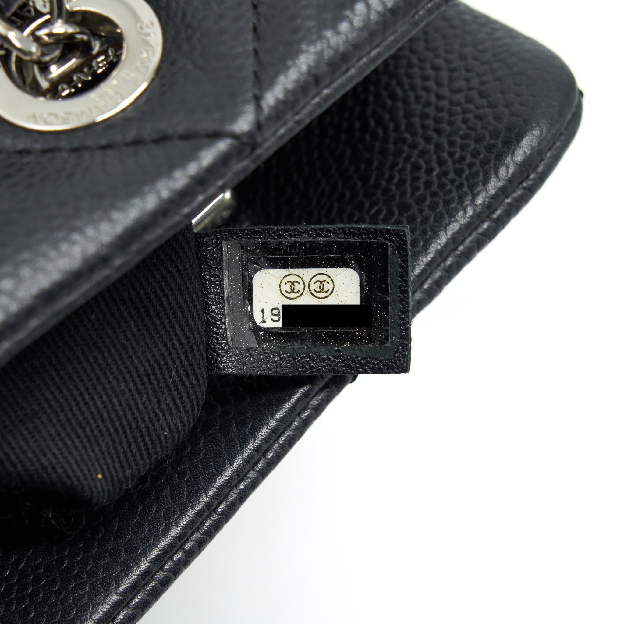 CHANEL CC LOGO TOTE BAG CAVIAR BLACK SHW