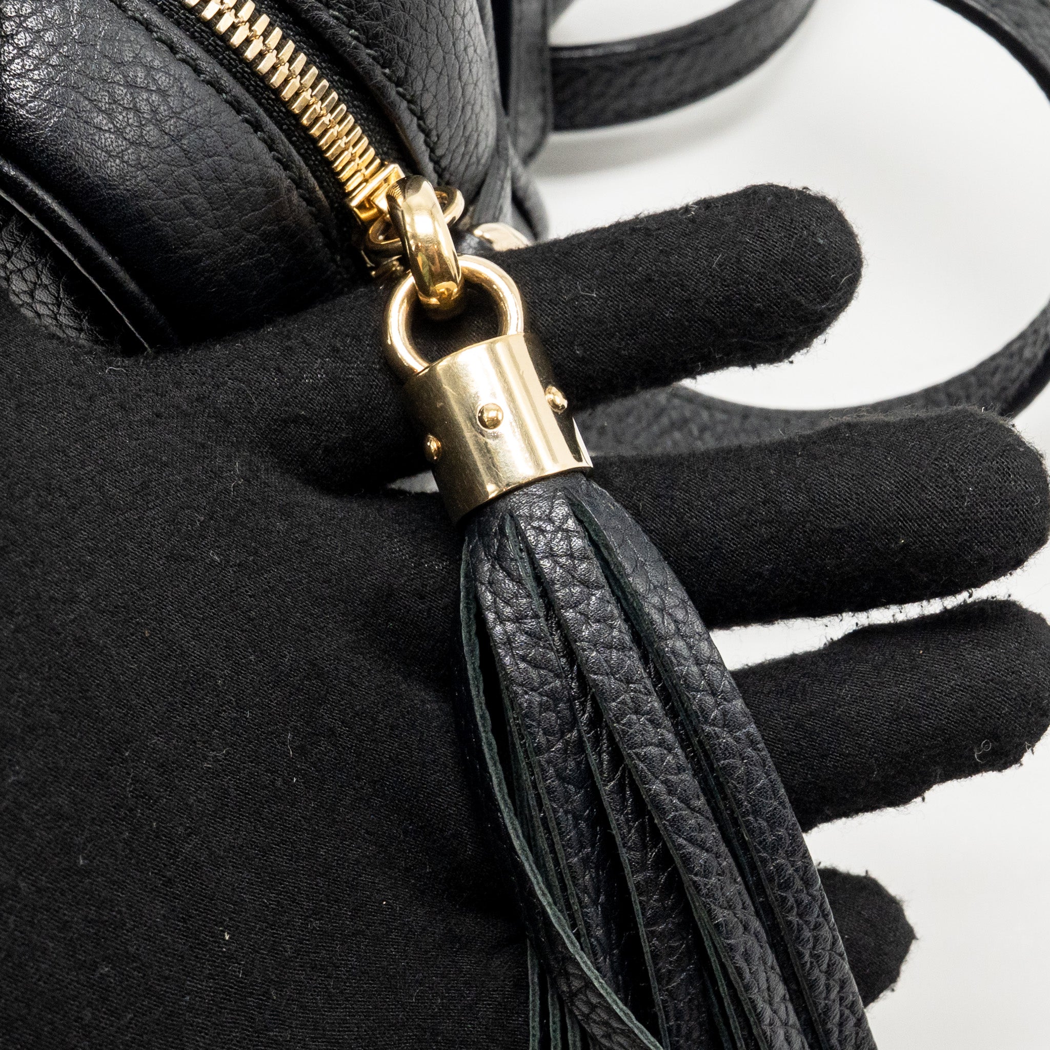 GUCCI SOHO DISCO CAMERA CROSSBODY BAG CALFSKIN BLACK LGHW