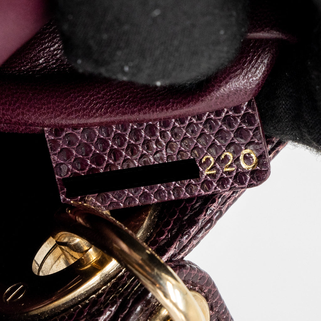 DIOR MINI LADY DIOR LIZARD BURGUNDY LGHW