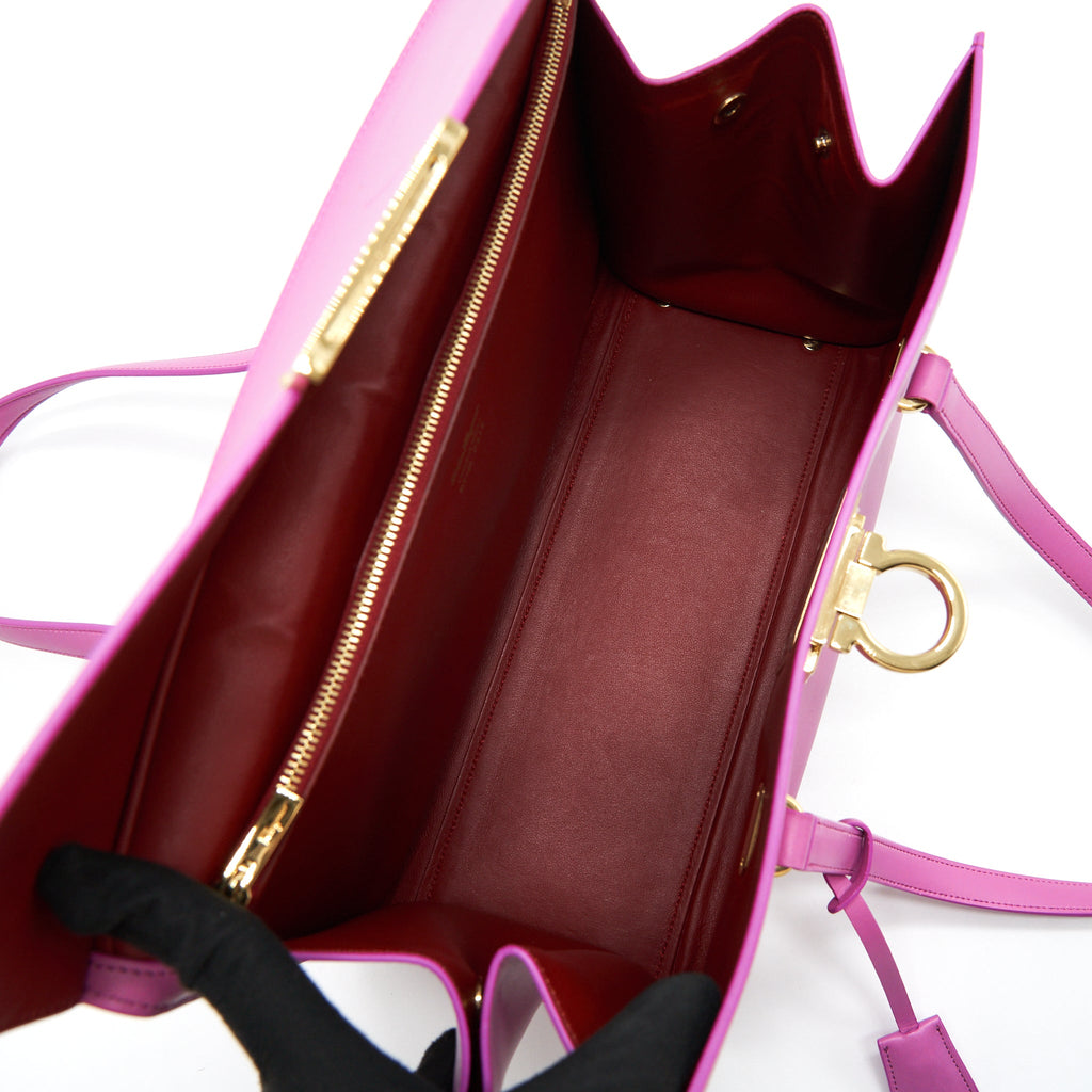 SALVATORE FERRAGAMO SHOULDER BAG TRIFOLIO PINK GHW