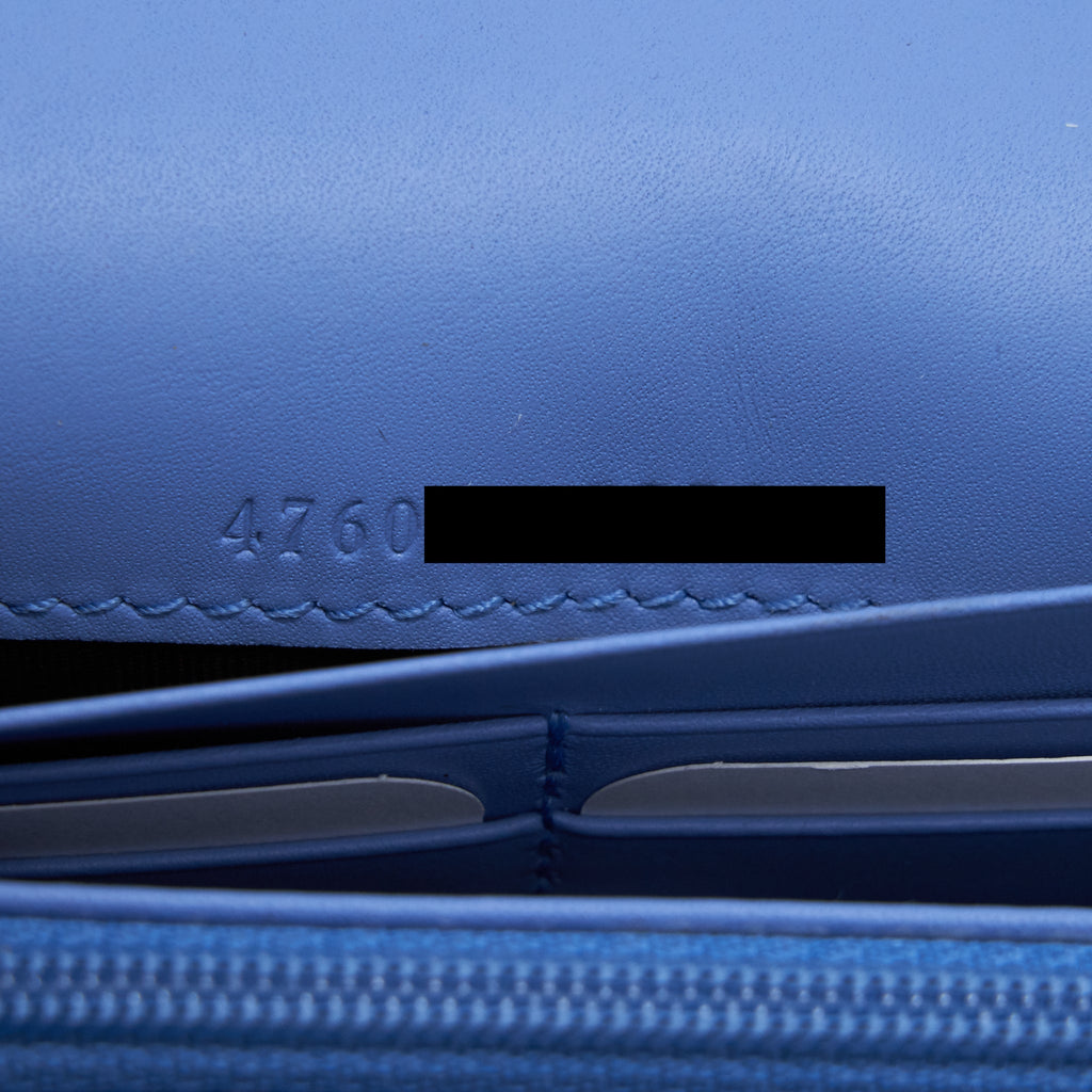 GUCCI SYLVIE LEATHER CONTINENTAL LONG WALLET IN BLUE