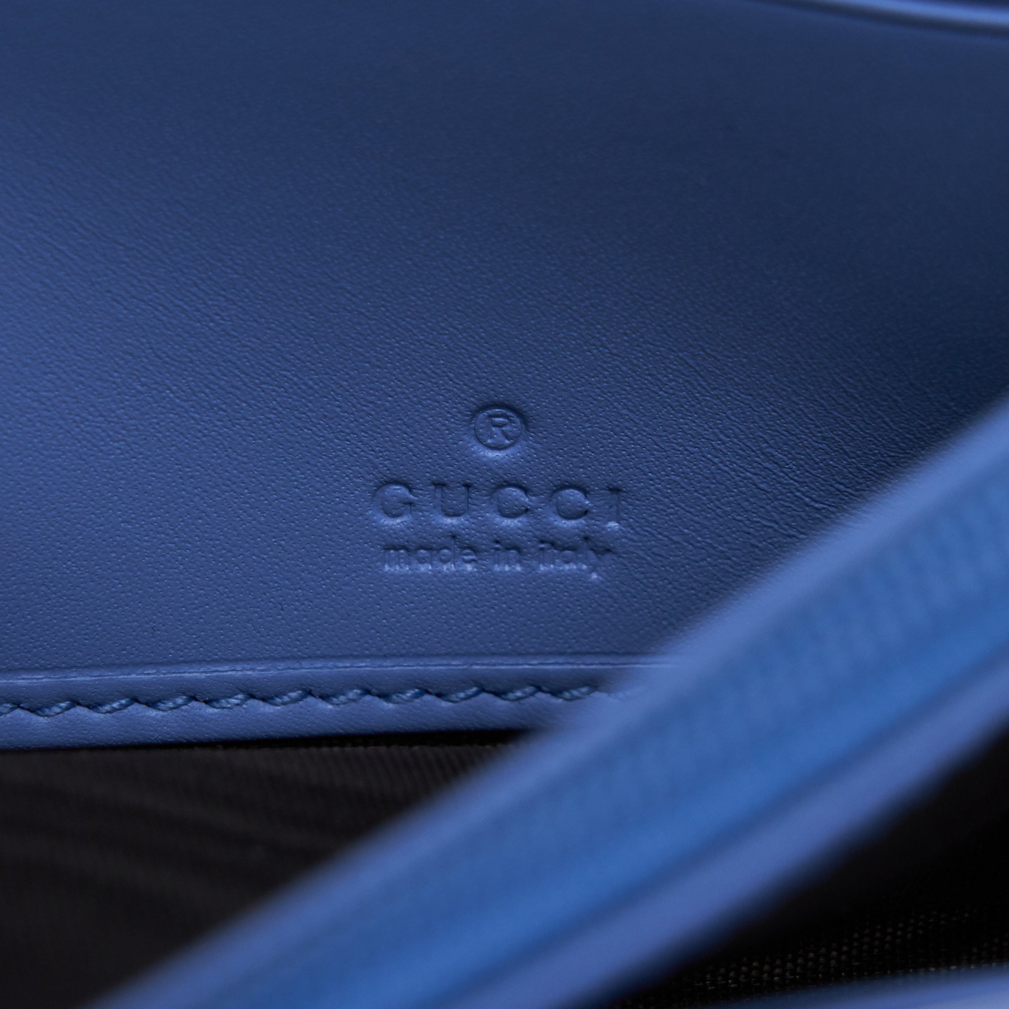 GUCCI SYLVIE LEATHER CONTINENTAL LONG WALLET IN BLUE