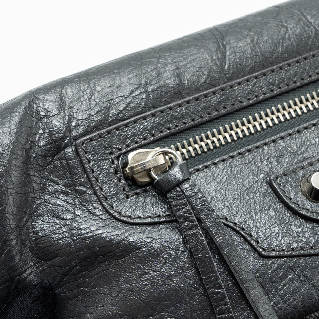 BALENCIAGA CITY FOLD CLUTCH/ SHOULDER BAG DARK GREY SHW