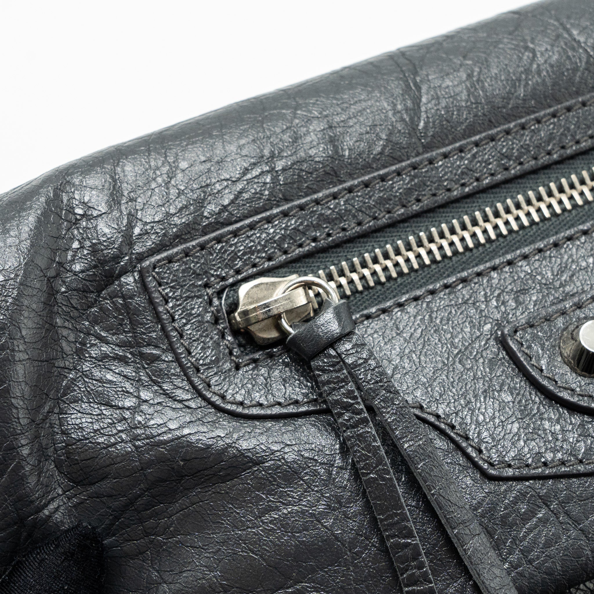 BALENCIAGA CITY FOLD CLUTCH/ SHOULDER BAG DARK GREY SHW