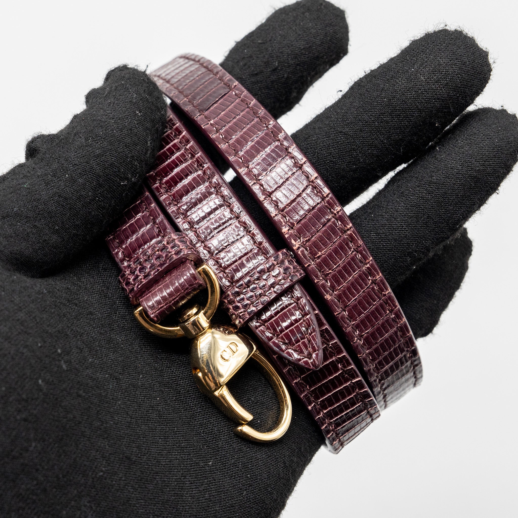 DIOR MINI LADY DIOR LIZARD BURGUNDY LGHW