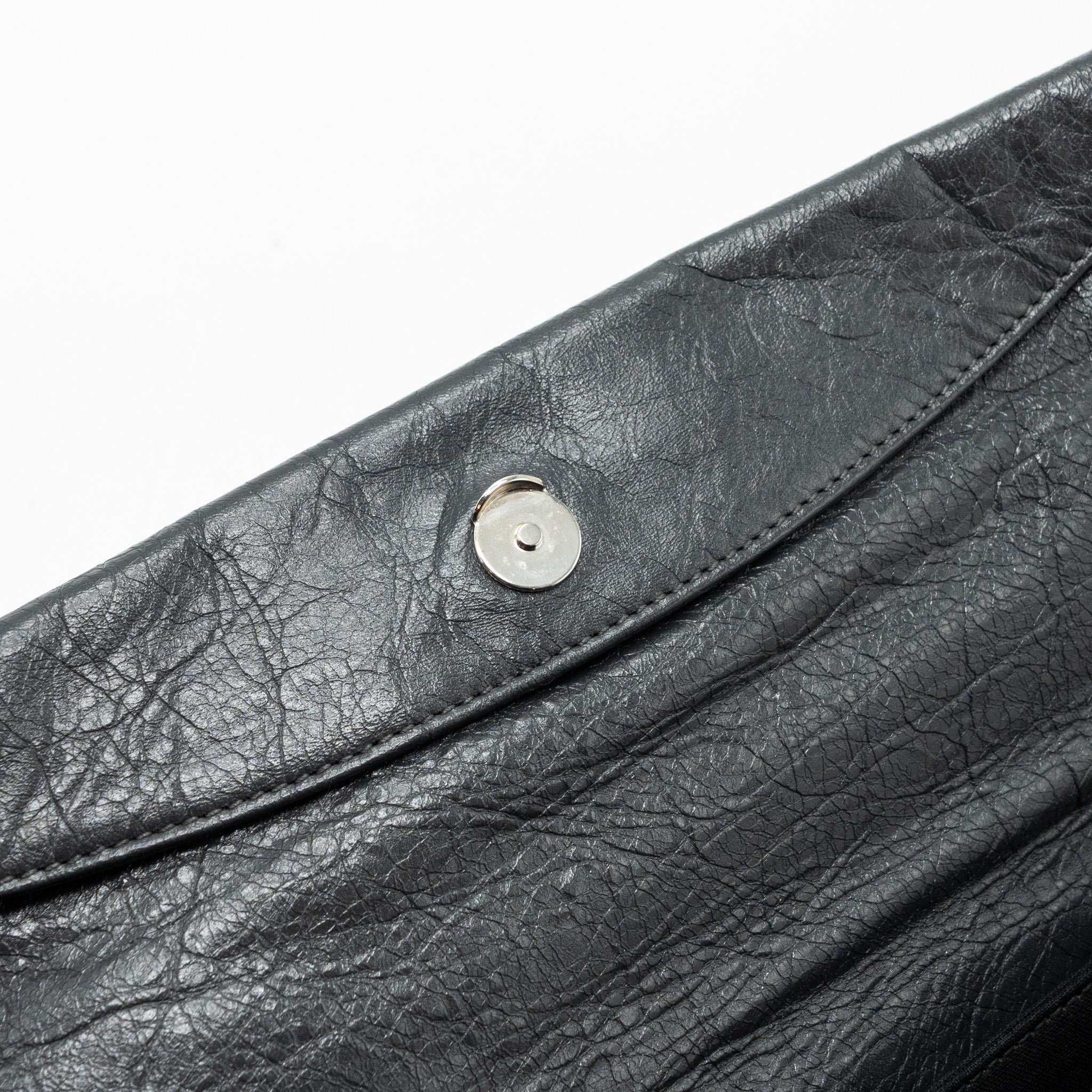 BALENCIAGA CITY FOLD CLUTCH/ SHOULDER BAG DARK GREY SHW