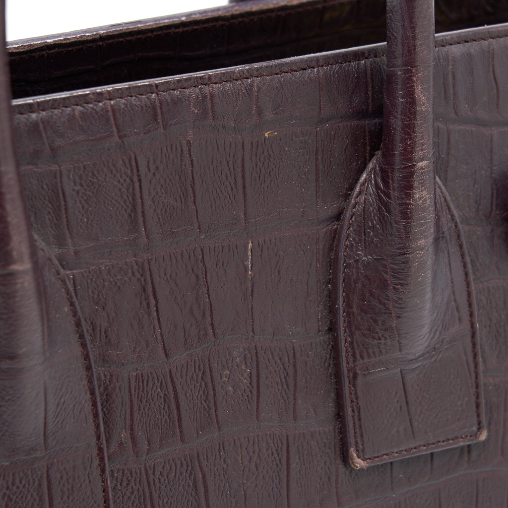 SAINT LAURENT/ YSL CLASSIC SAC DE JOUR IN CROCODILE EMBOSSED BURGUNDY