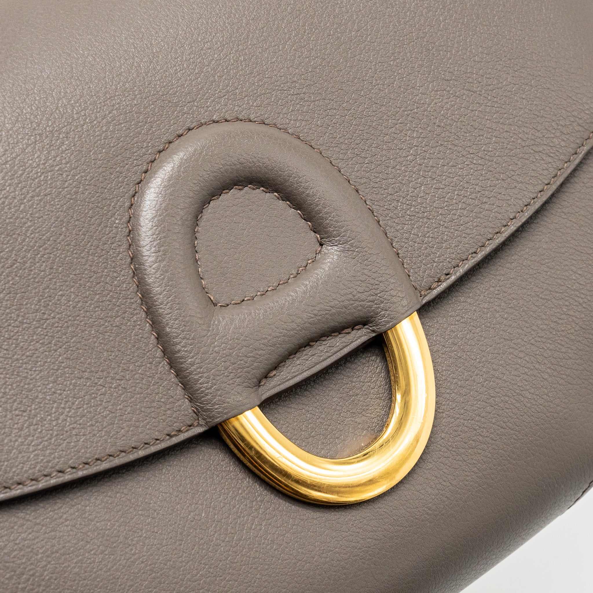 HERMES CHERCHE-MIDI SHOULDER BAG 8F GRIS ETAIN GHW