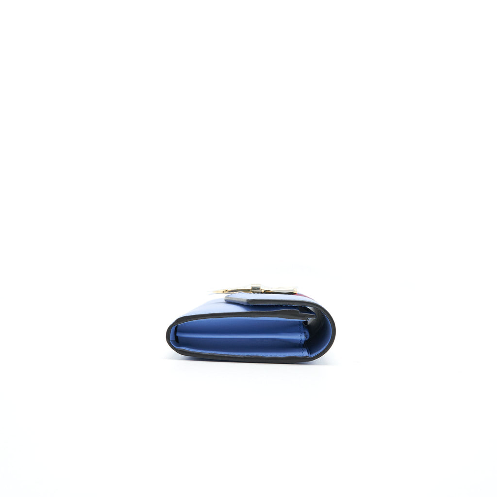 GUCCI SYLVIE LEATHER CONTINENTAL LONG WALLET IN BLUE