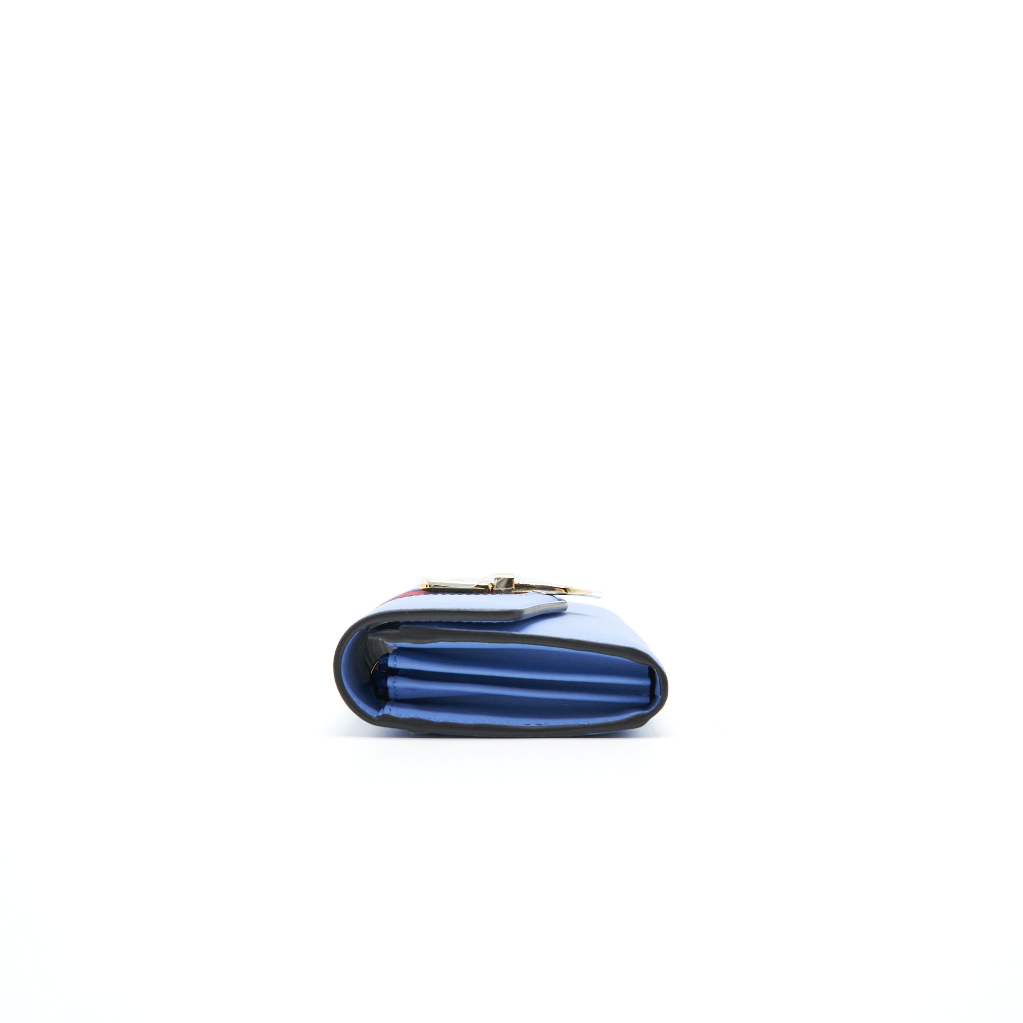 GUCCI SYLVIE LEATHER CONTINENTAL LONG WALLET IN BLUE