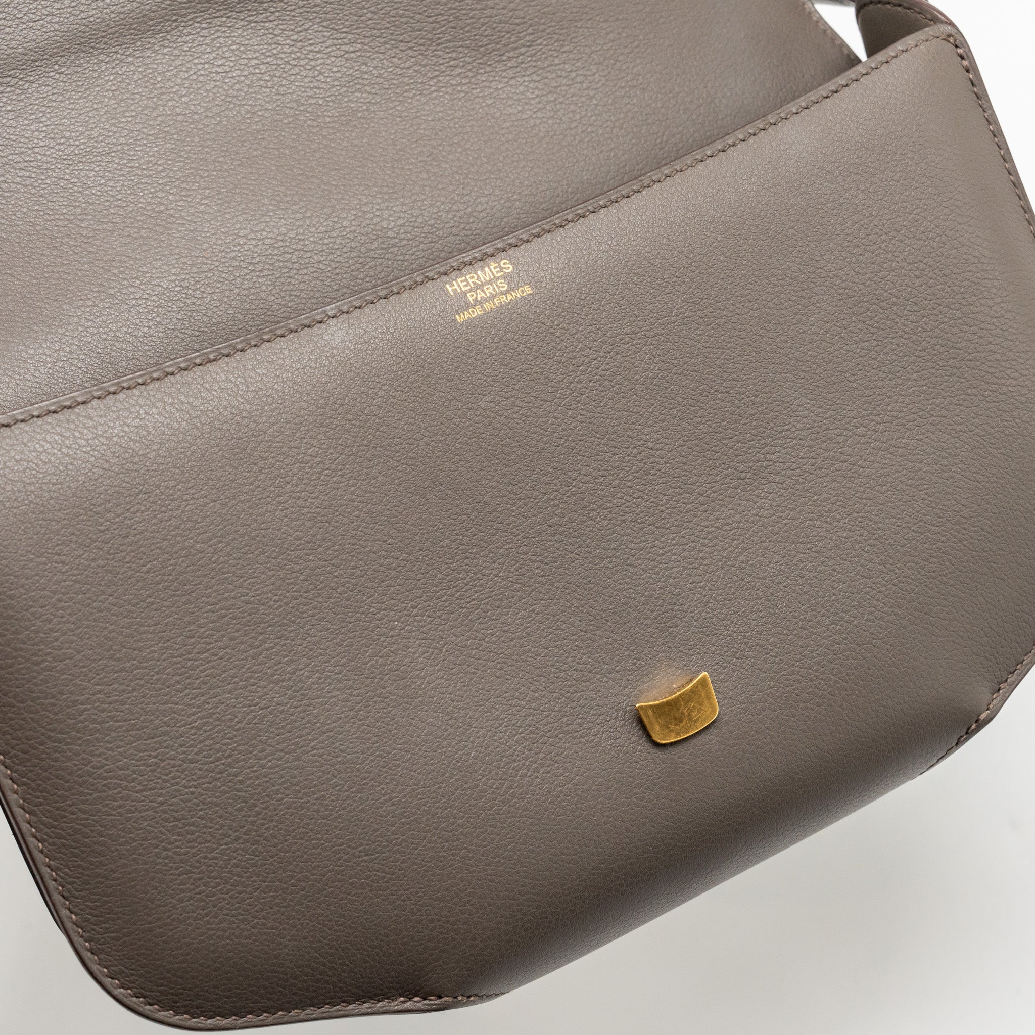 HERMES CHERCHE-MIDI SHOULDER BAG 8F GRIS ETAIN GHW