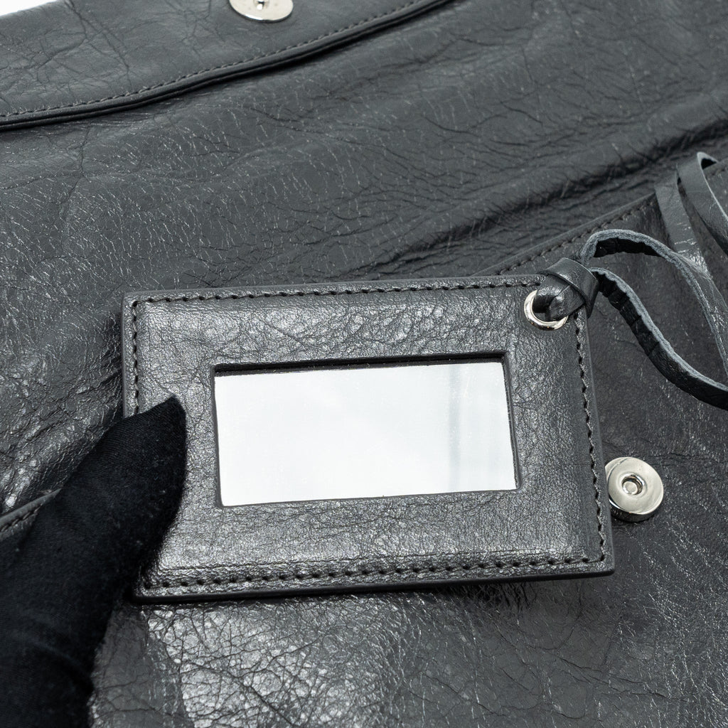 BALENCIAGA CITY FOLD CLUTCH/ SHOULDER BAG DARK GREY SHW