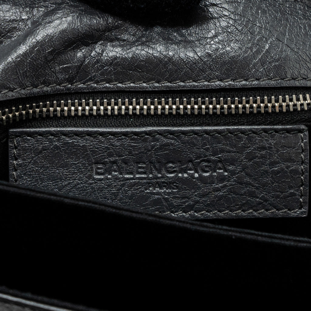 BALENCIAGA CITY FOLD CLUTCH/ SHOULDER BAG DARK GREY SHW