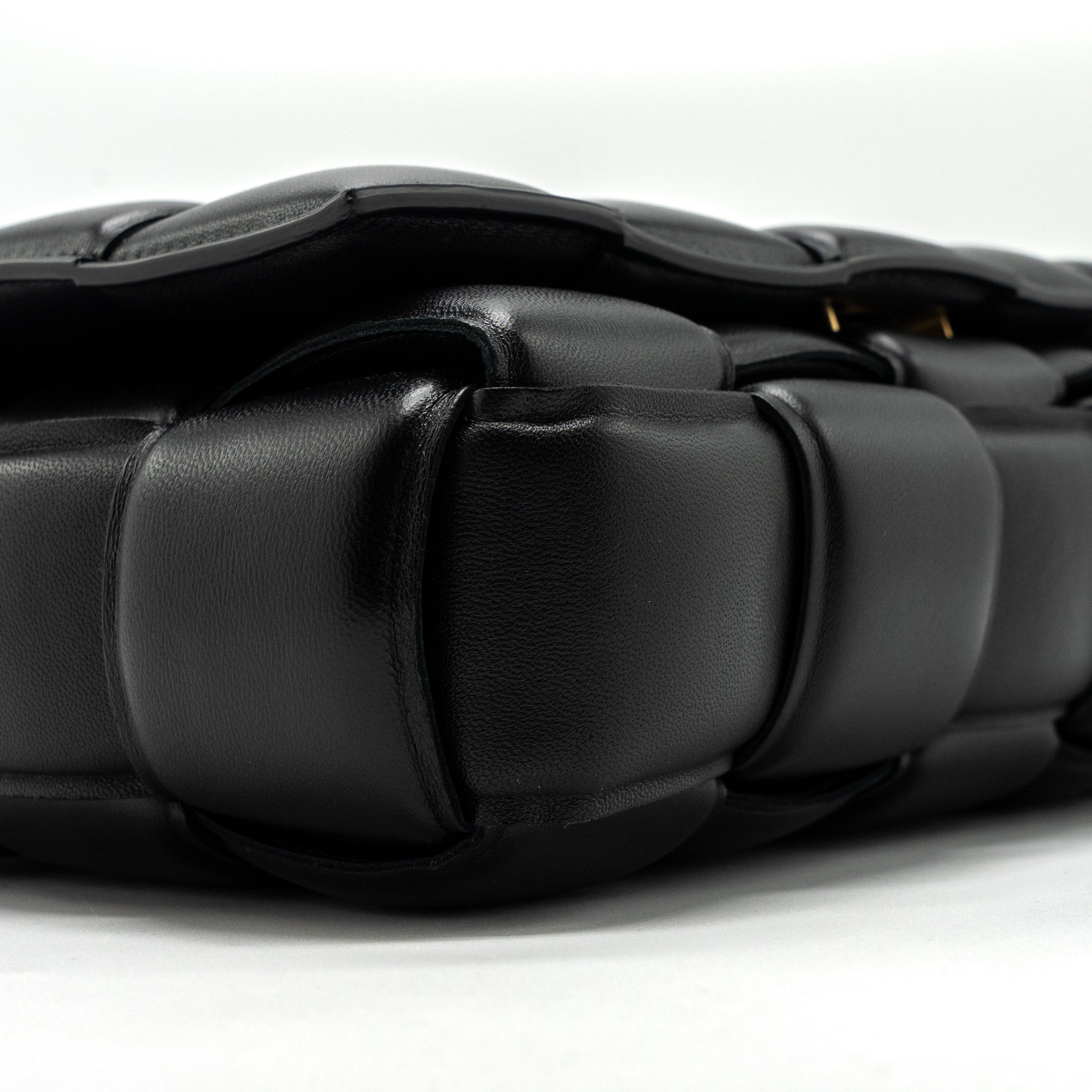 BOTTEGA VENETA PADDED CASSETTE LAMBSKIN BLACK GHW