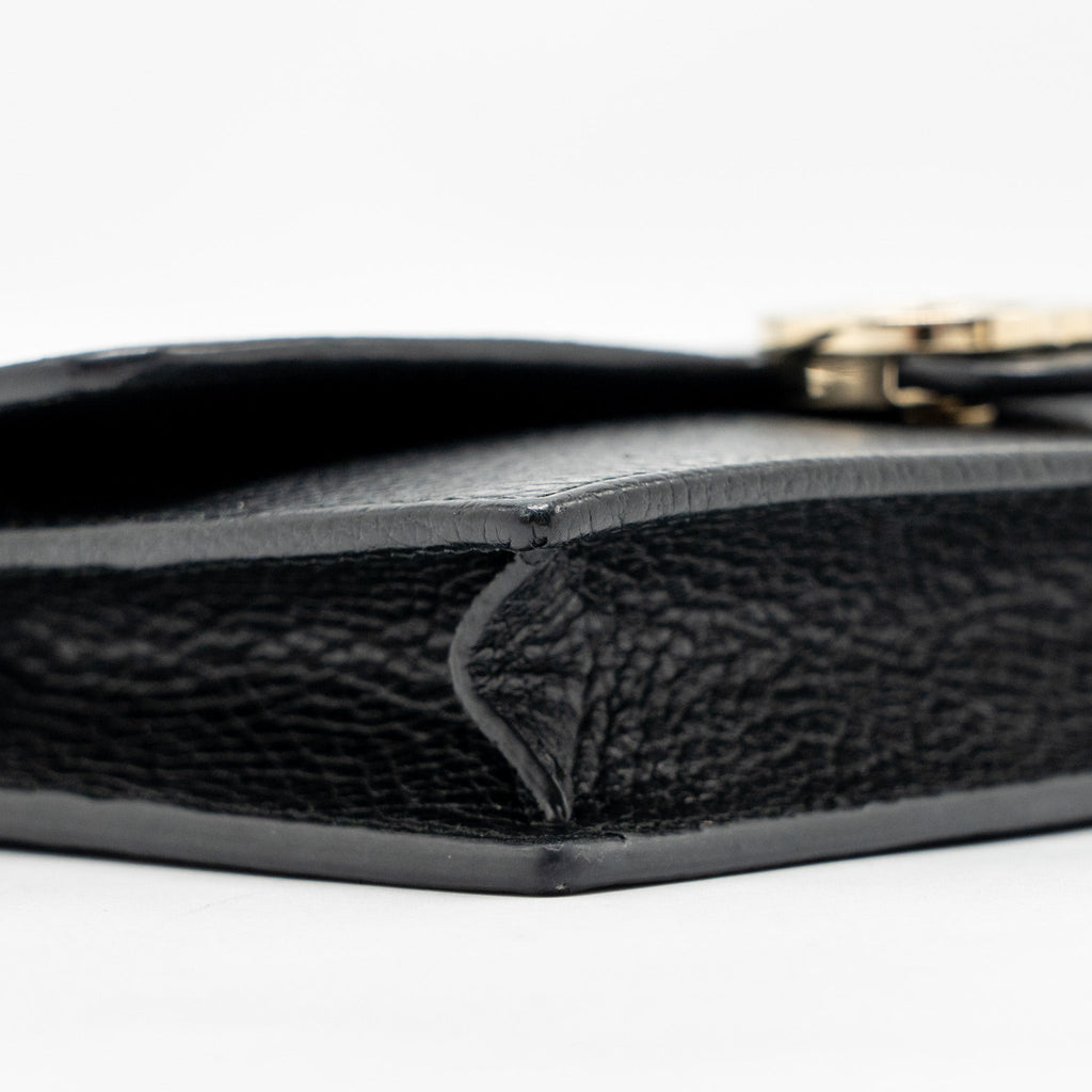 GUCCI INTERLOCKING CHAIN WALLET CALFSKIN BLACK GHW
