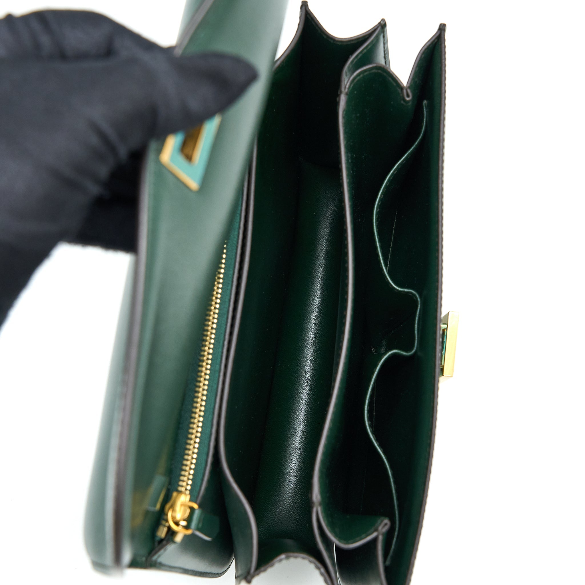 CELINE MEDIUM CLASSIC BOX BAG CALFSKIN GREEN GHW