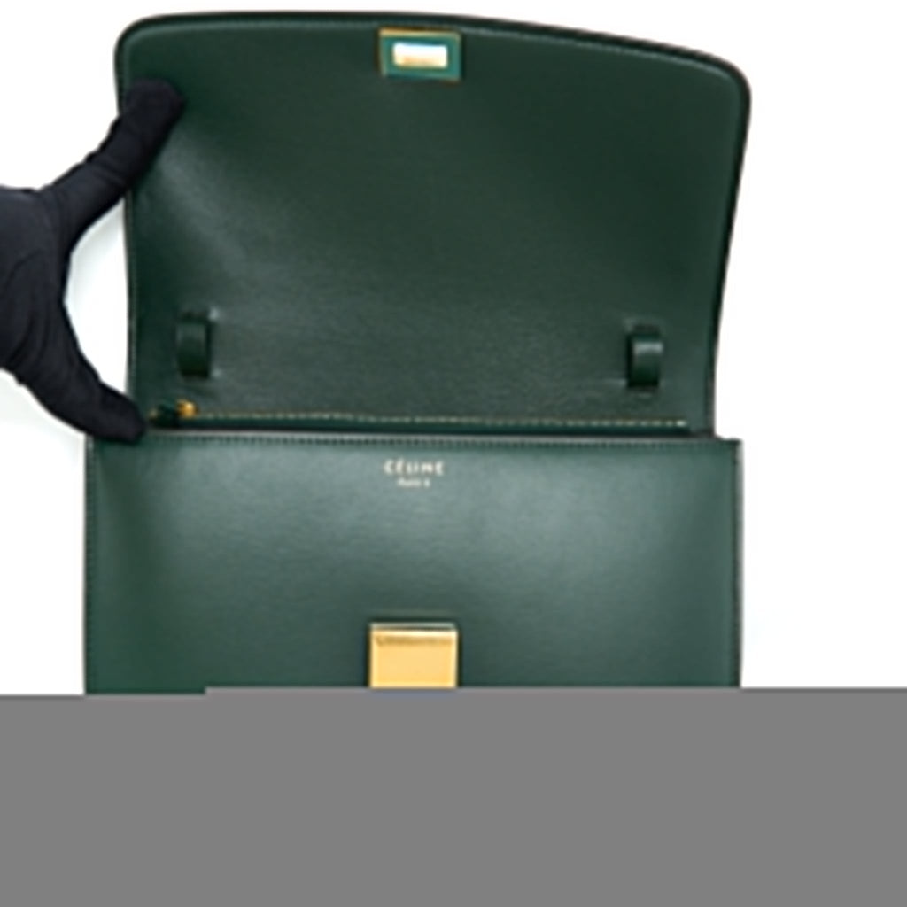 CELINE MEDIUM CLASSIC BOX BAG CALFSKIN GREEN GHW