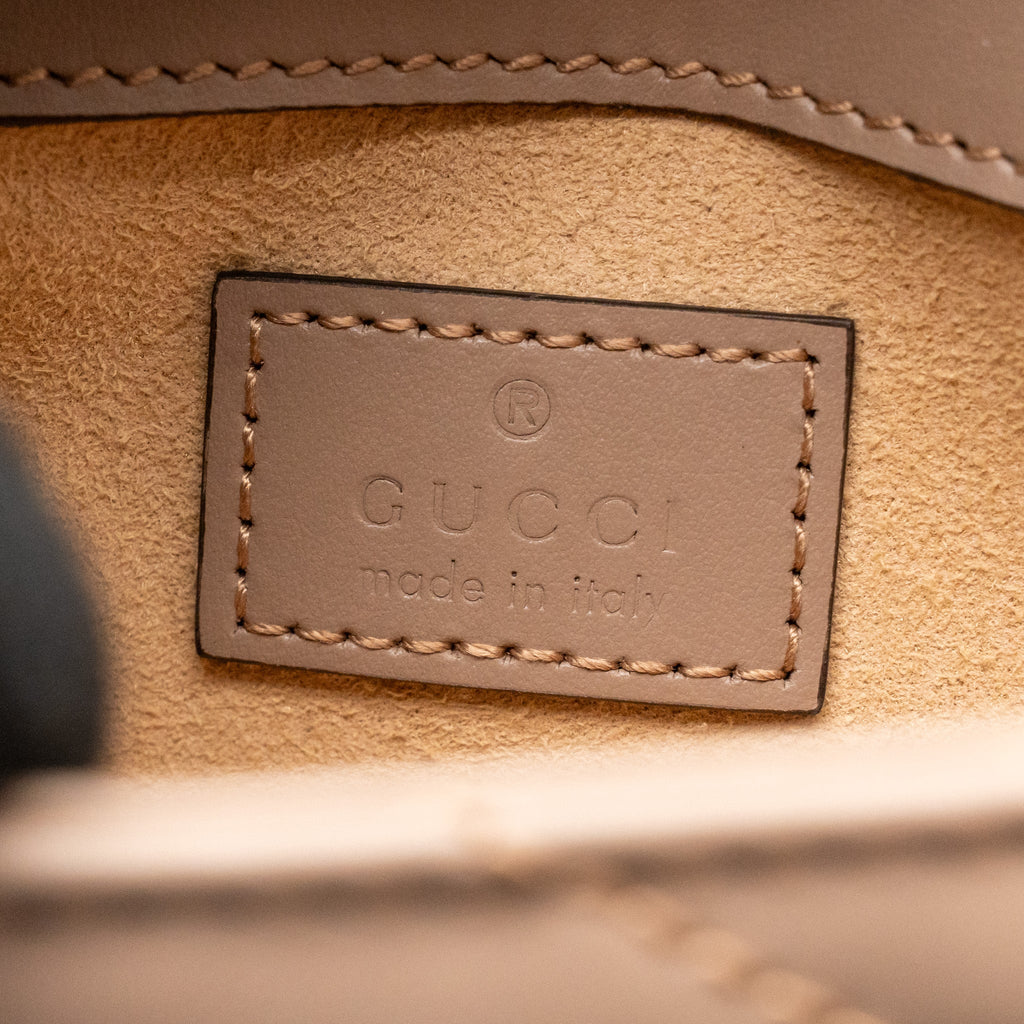 GUCCI GG MARMONT MINI BAG CHEVRON LEATHER BEIGE GHW