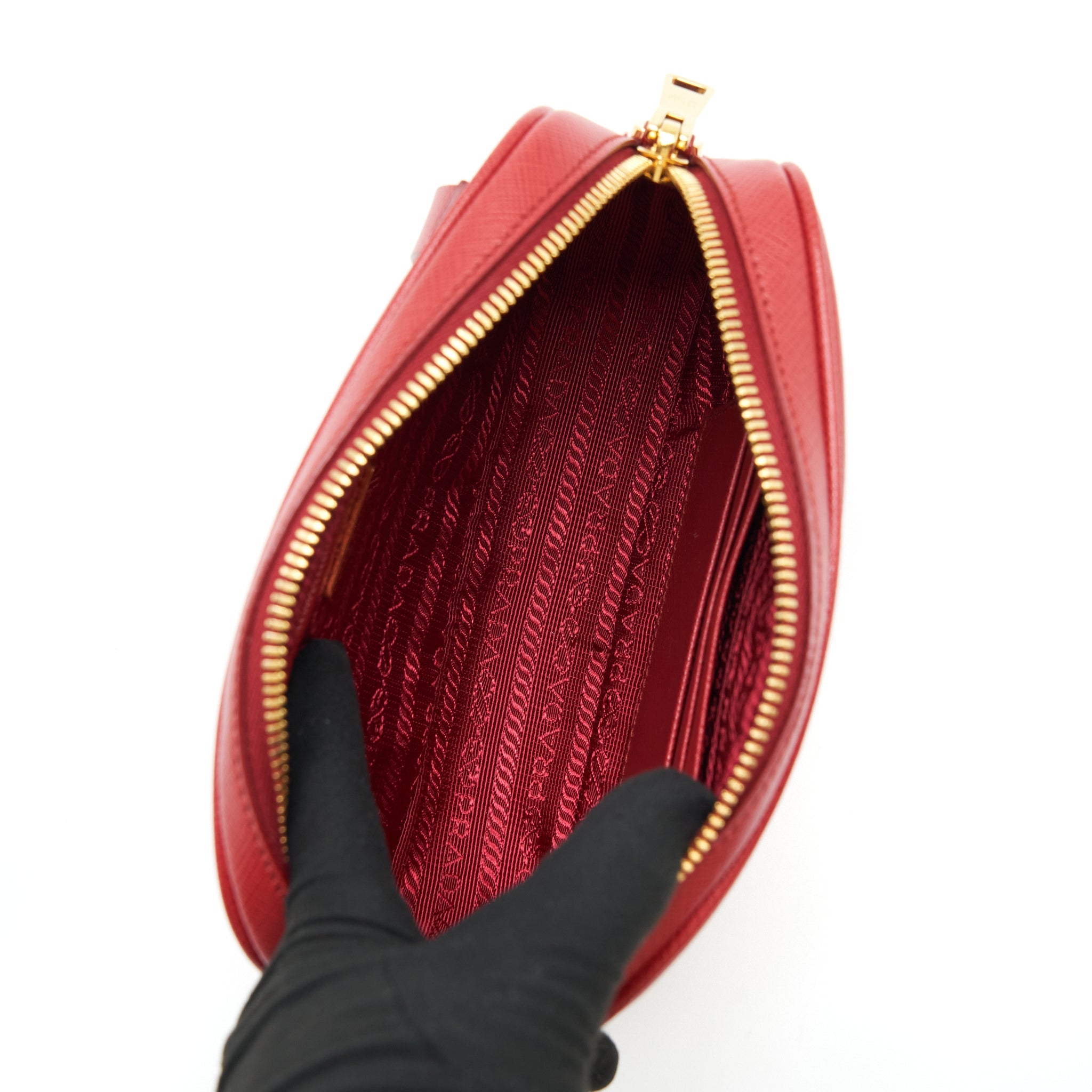 PRADA CROSSBODY/BELT BAG SAFFIANO RED GHW