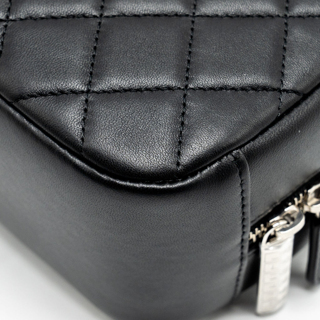 CHANEL QUILTED COSMETIC POUCH LAMBSKIN BLACK SHW