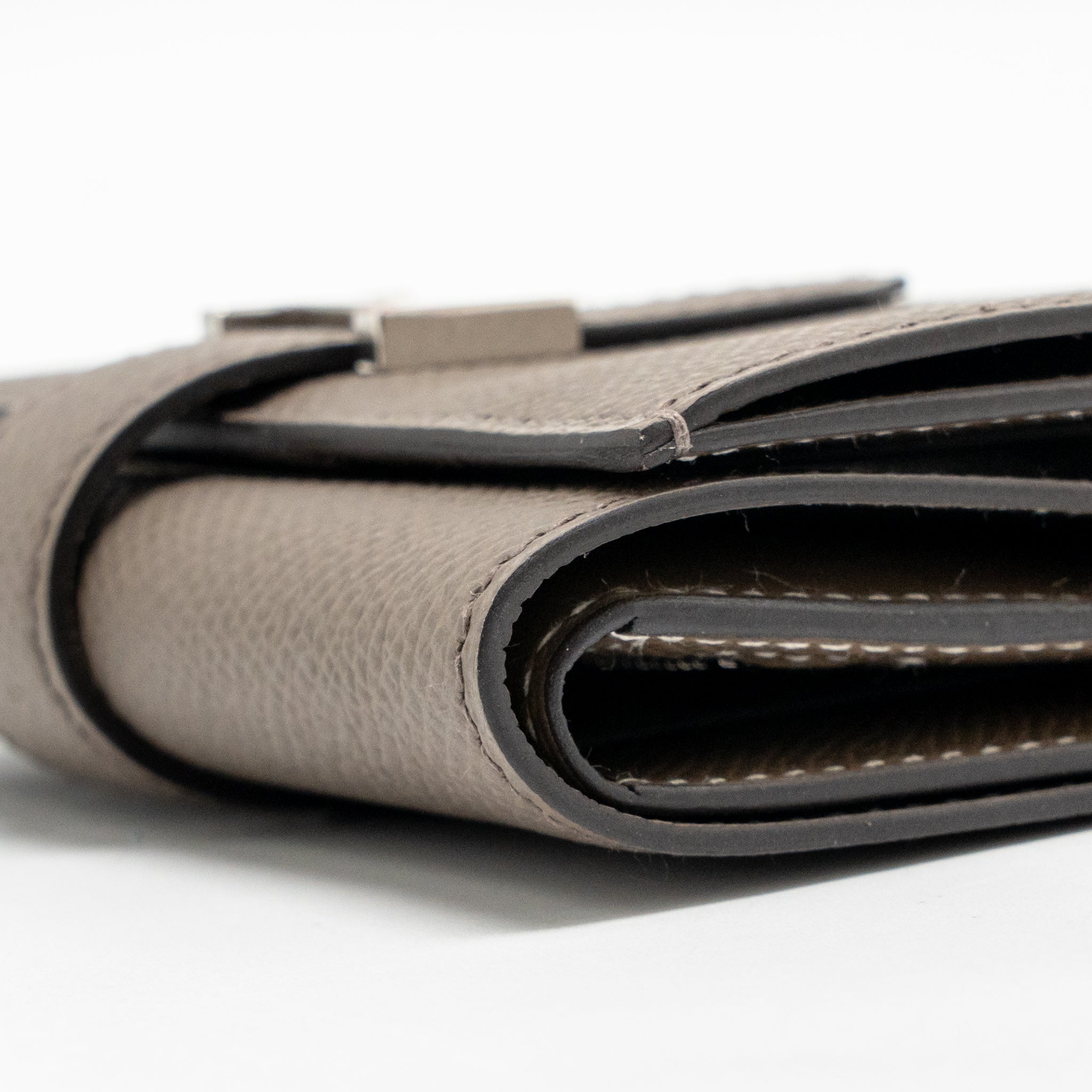 HERMES BEARN COMPACT WALLET EPSOM GRIS ETAIN SHW
