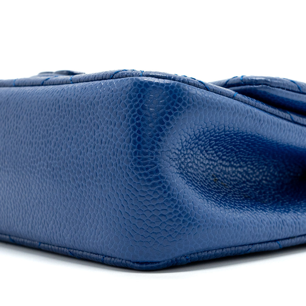 CHANEL SQUARE FLAP BAG CAVIAR BLUE WITH BLUE HARDWARE