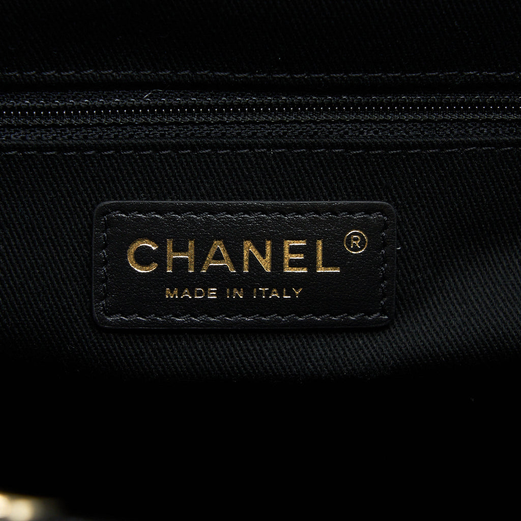 CHANEL DEAUVILLE TOTE BAG TWEED DARK GREY / BLACK LGHW (MICROCHIP)