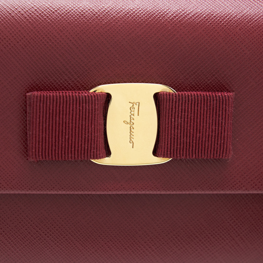SALVATORE FERRAGAMO RIBBON SHOULDER BAG DARK RED LGHW