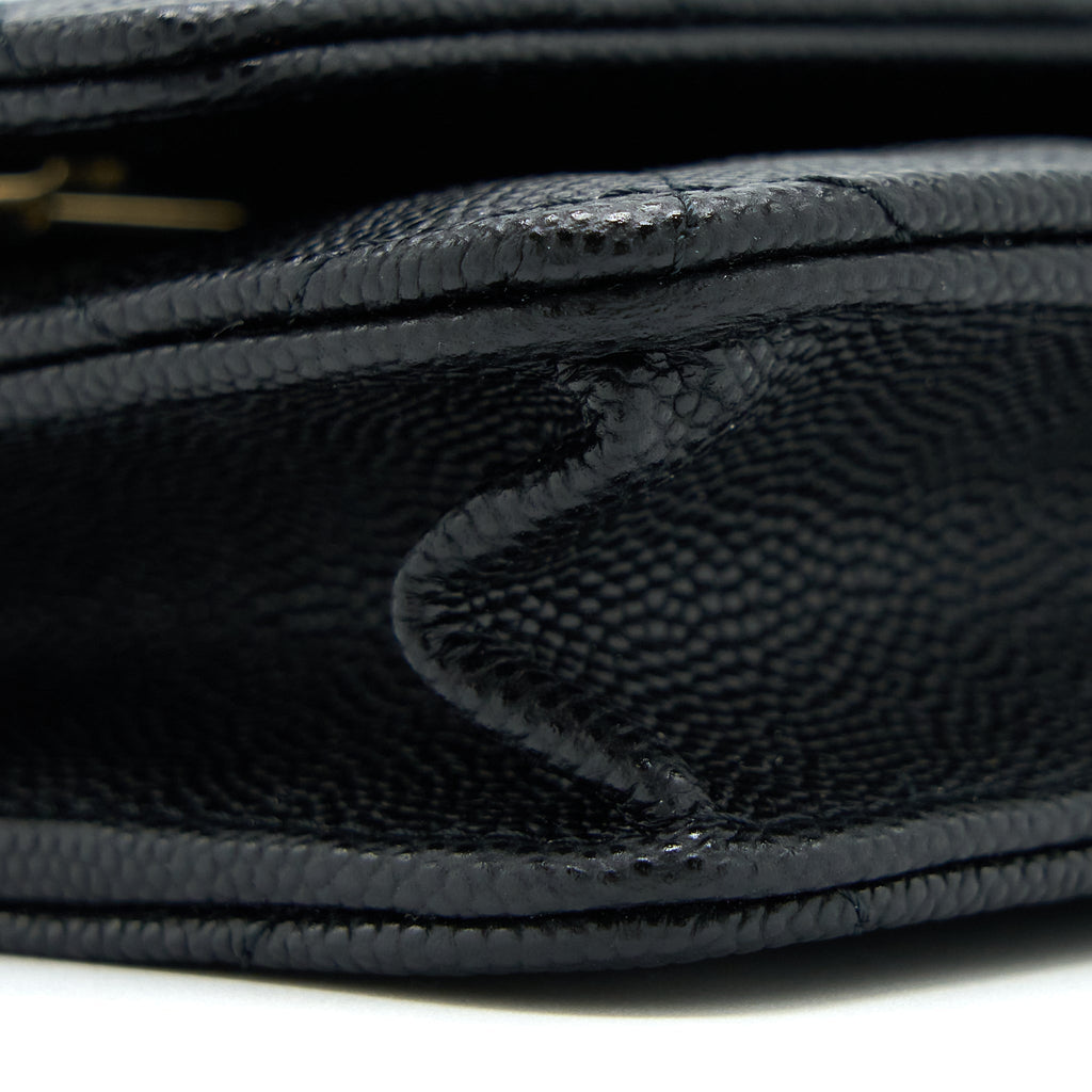 CHANEL 23C GIANT CC LOGO WALLET ON CHAIN CAVIAR BLACK LGHW (MICROCHIP)