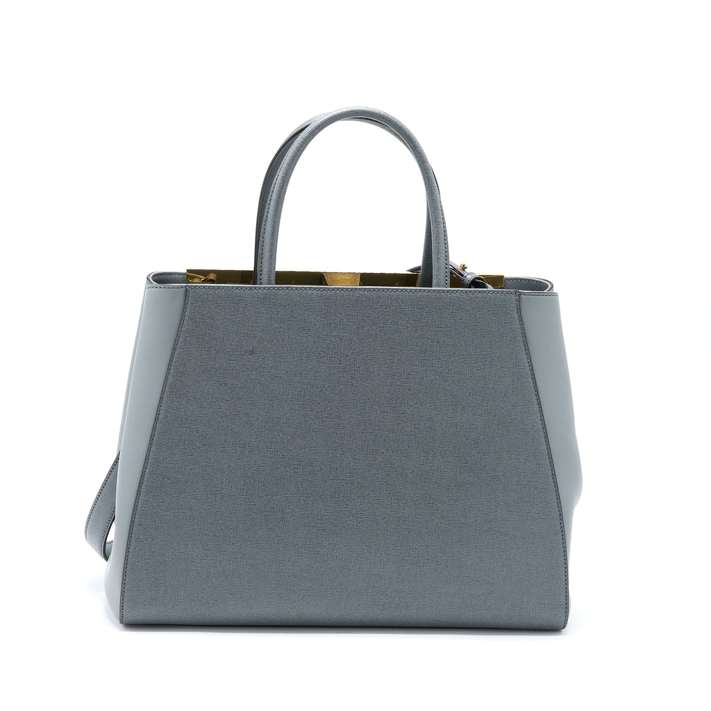 FENDI 2 JOURS LARGE BAG LEATHER GREY GHW