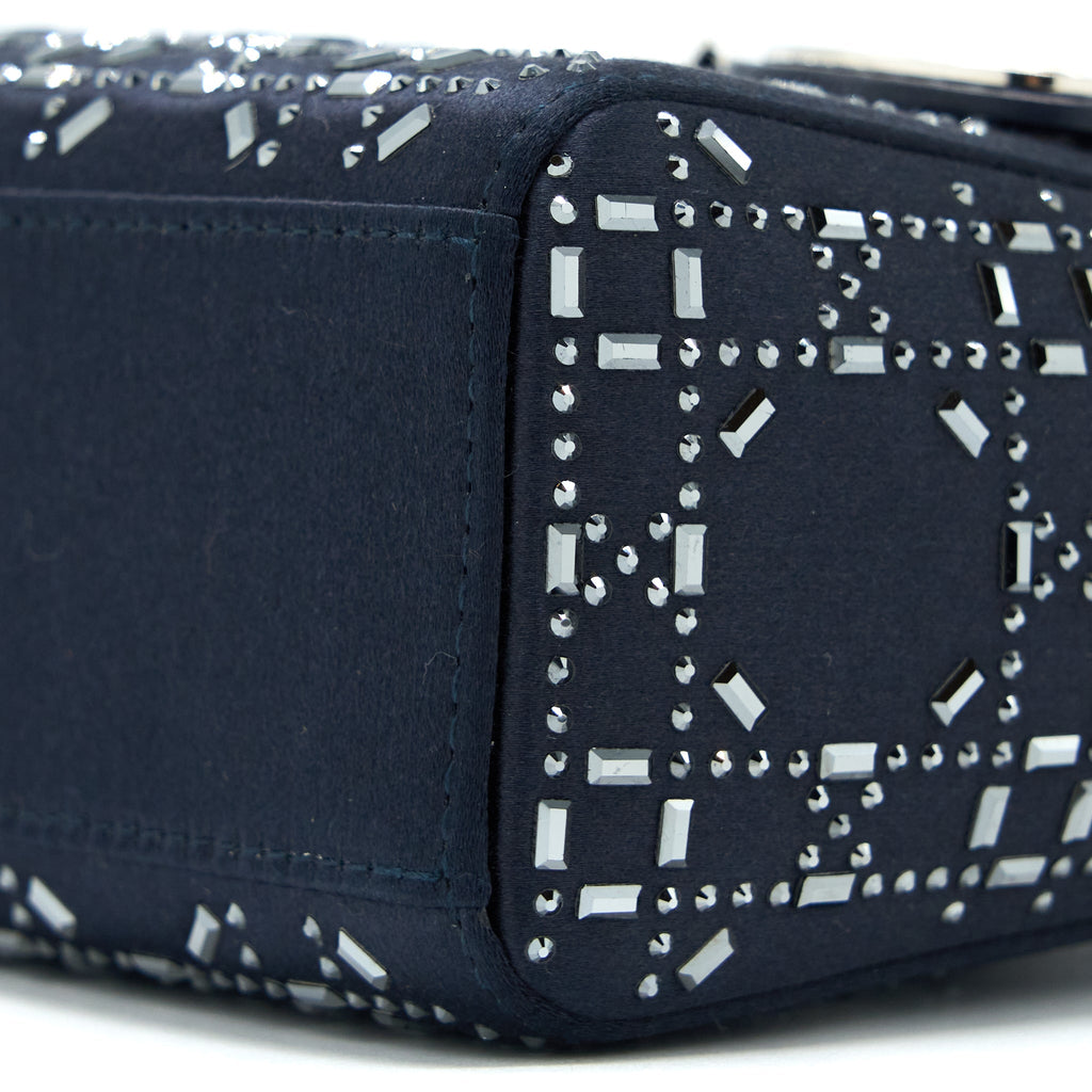 DIOR MINI LADY DIOR STAIN CRYSTAL CANNAGE DARK BLUE SHW