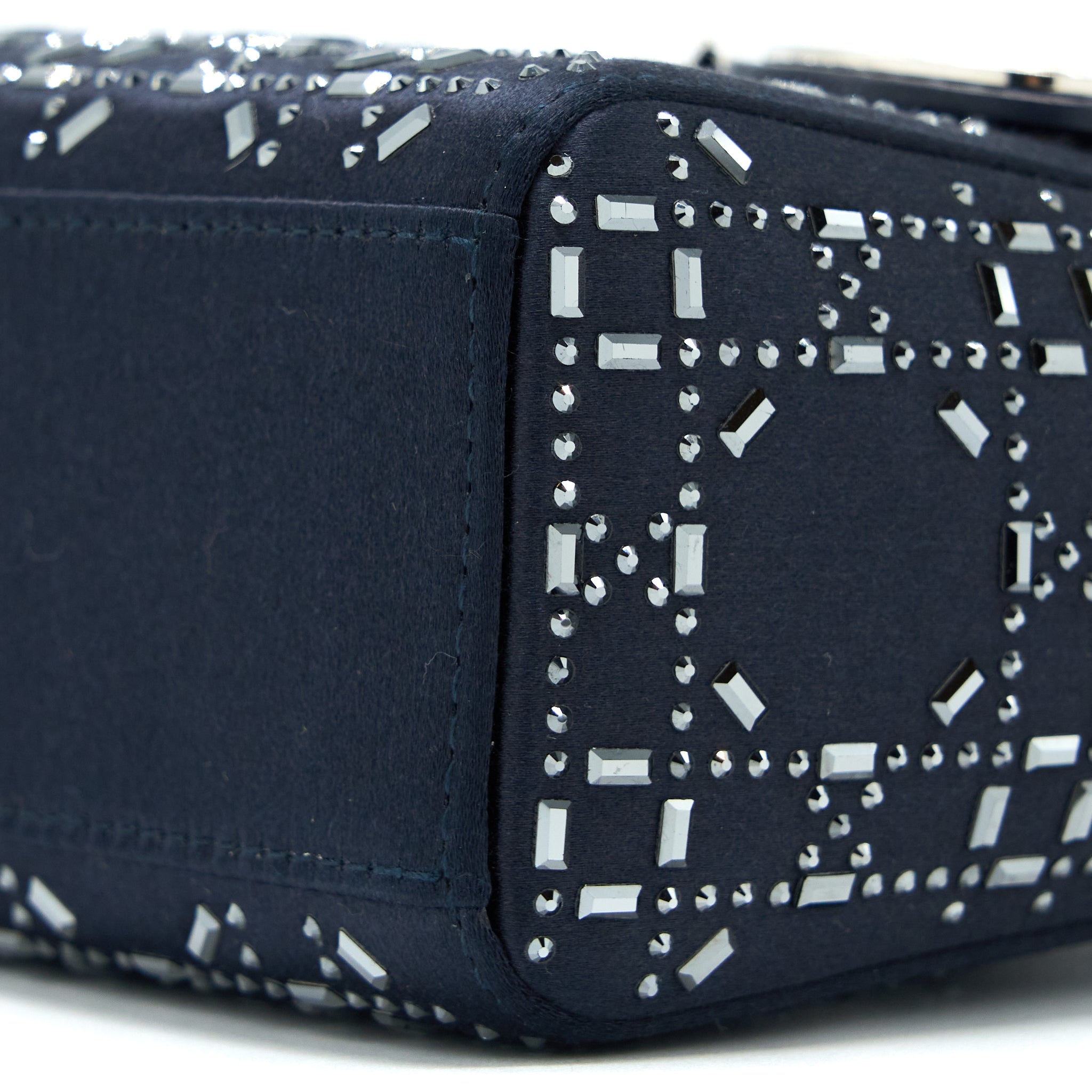 DIOR MINI LADY DIOR STAIN CRYSTAL CANNAGE DARK BLUE SHW