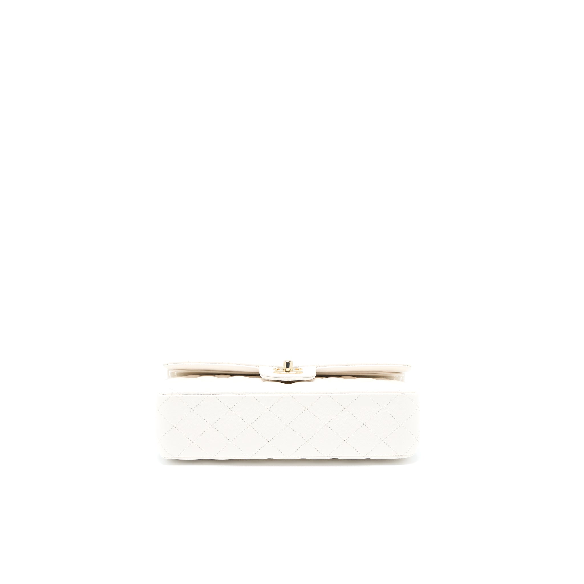 CHANEL MEDIUM CLASSIC DOUBLE FLAP BAG CAVIAR WHITE LGHW