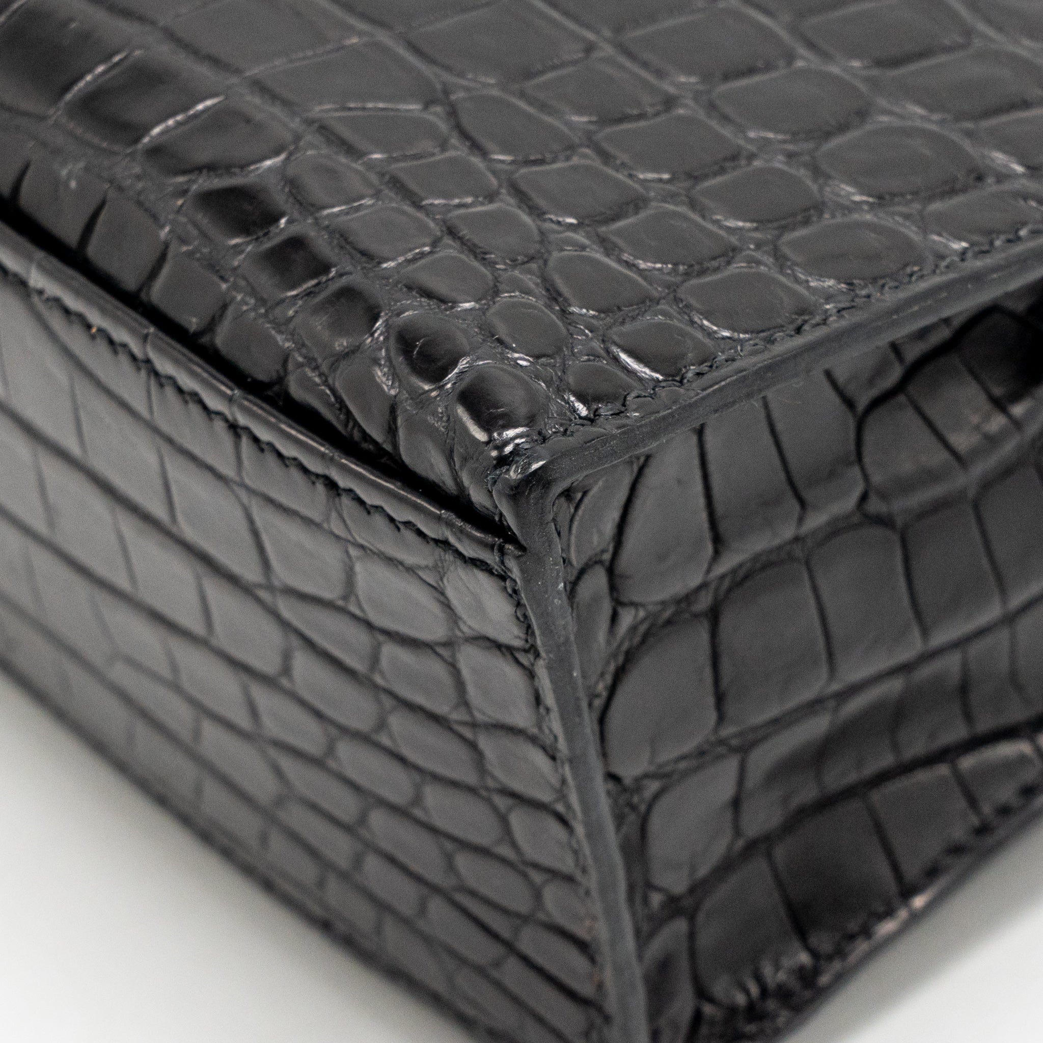 HERMES KELLY POCHETTE CROCODILE NILOTICUS MATT BLACK SHW