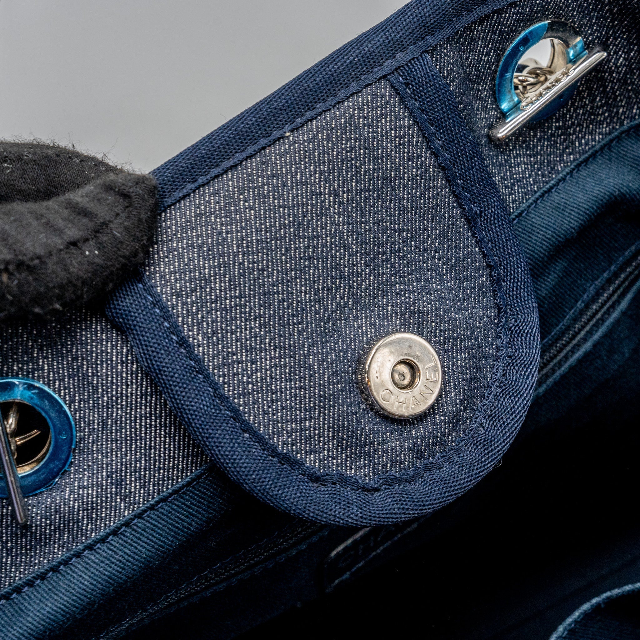 CHANEL DEAUVILLE TOTE BAG CANVAS BLUE DENIM SHW