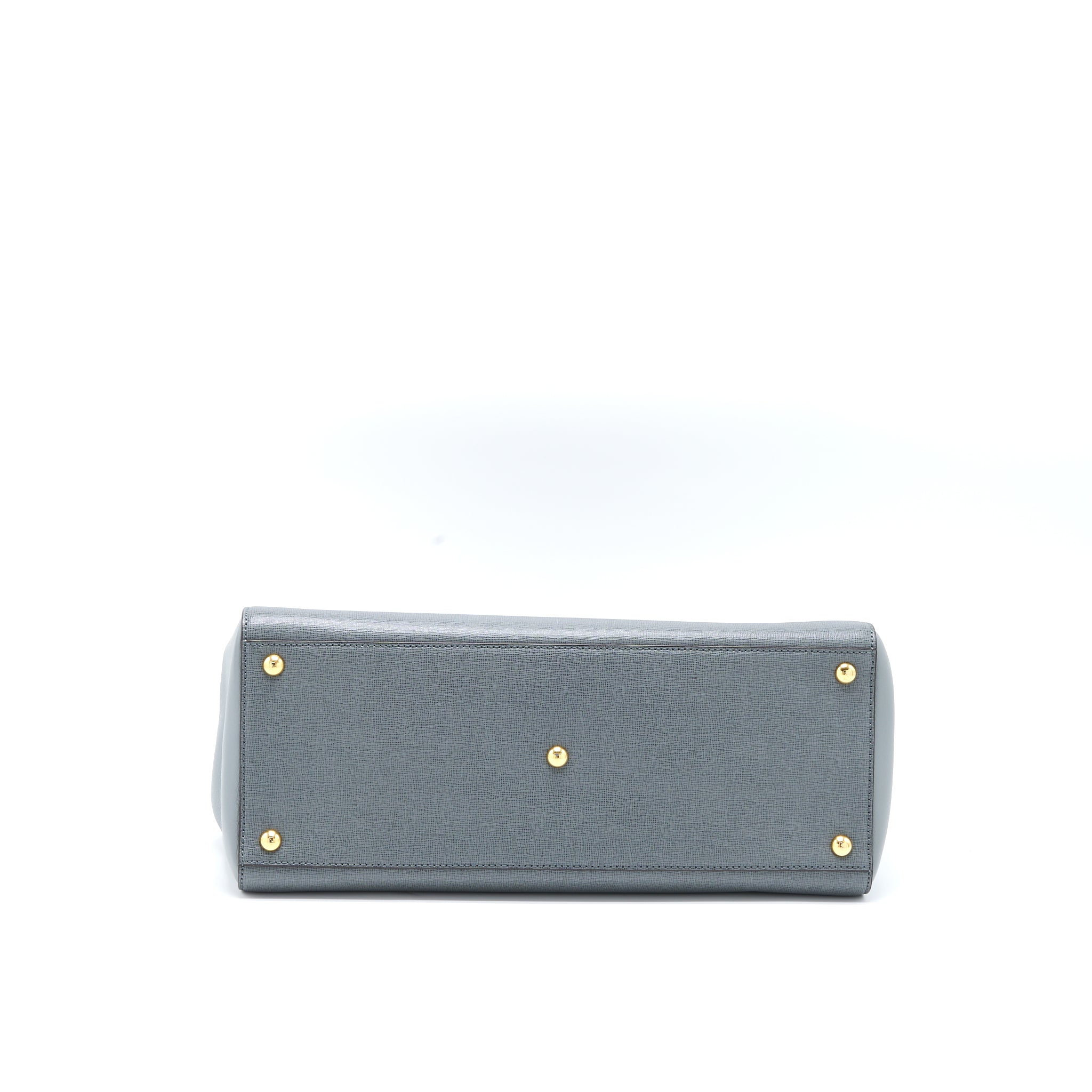 FENDI 2 JOURS LARGE BAG LEATHER GREY GHW