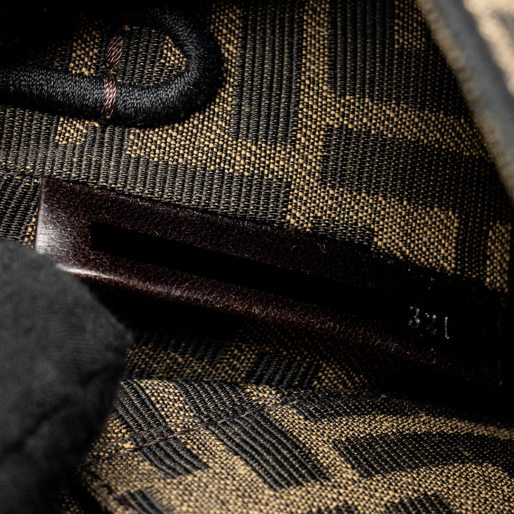 FENDI MINI BAGUETTE FF JACQUARD CANVAS BROWN GHW