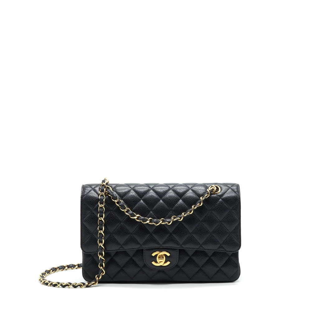 CHANEL CLASSIC DOUBLE FLAP MEDIUM 25CM CAVIAR BLACK GHW